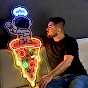Astronot & Pizza Neon Led Tabela