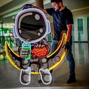 Astronot ,Hamburger & İçecek Neon Led Tabela
