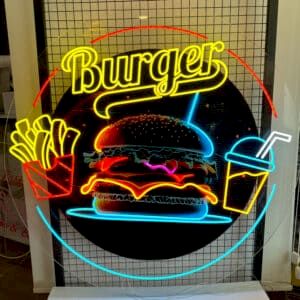 Burger, Cips & Kola neon led tabela